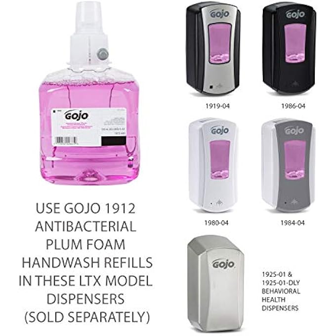 Gojo ANTIBACTERIAL FOAM HANDWASH, REFILL, PLUM, 1200ML REFILL, 2/CARTON - Image 2